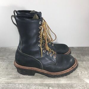 Vintage Red Wing Shoes 699 Soft Toe Logger Black Leather Work Mens Boots Size 9